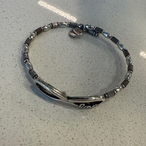 Alex and Ani Silver-Tone Beaded Bracelet with Black Accents